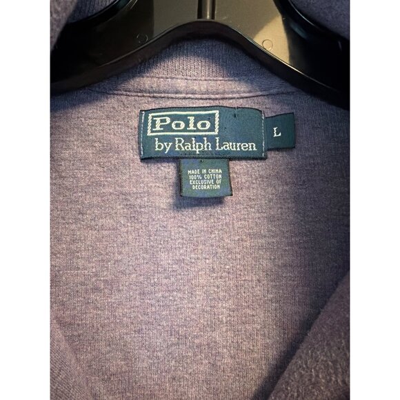 Polo Ralph Lauren Mens Vintage Purple Quarter-Zip Pullover Sweatshirt Size L - Picture 2 of 3